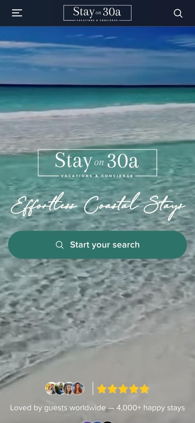 Stay On 30A's site on a phone